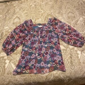 Lauren Conrad floral print sheer sleeve top